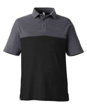 BLACK/ CARBON HEATHER Core365 CE112C men's fusion chromasoft colorblock polo