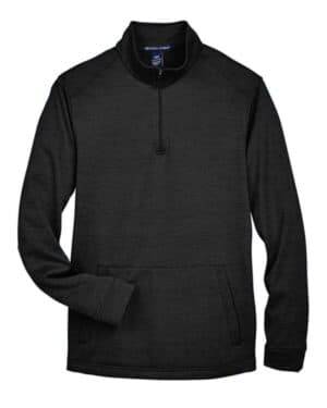 BLACK HEATHER DG798 men's newbury mlange fleece quarter-zip pullover