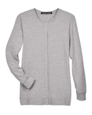 GREY HEATHER Devon & jones DP181W women's perfect fit ribbon cardigan