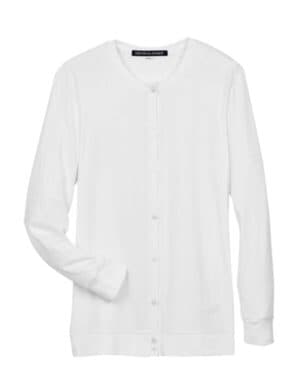 WHITE Devon & jones DP181W women's perfect fit ribbon cardigan
