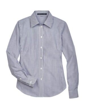 NAVY D645W women's crown collection banker stripe woven dress shirt