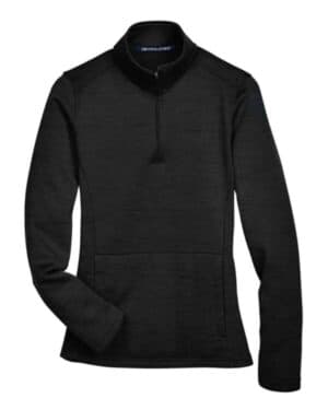 BLACK HEATHER DG798W women's newbury mlange fleece quarter-zip pullover