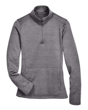 DARK GREY HEATHER DG798W women's newbury mlange fleece quarter-zip pullover