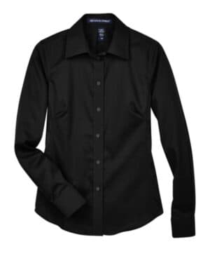 BLACK DG530W women's crown collection solid stretch twill woven dress shirt
