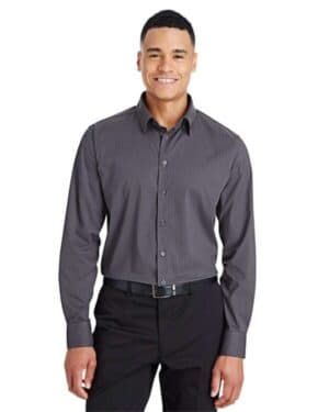 CARBON DG535 men's crownlux performance tonal mini check woven dress shirt