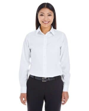 WHITE DG532W women's crown collection royal dobby woven dress shirt