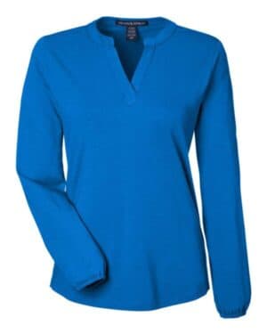 FRENCH BLUE Devon & jones DP122W women's raleigh half-placket knit top