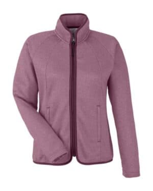 BURGUNDY/ WHITE Core365 CE72W women's venture heathered stripe full-zip