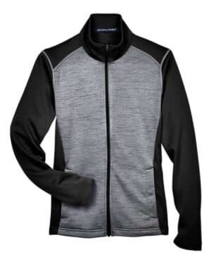 BLACK HEATHER/ DARK GREY HEATHER DG796W women's newbury colorblock mlange fleece full-zip jacket