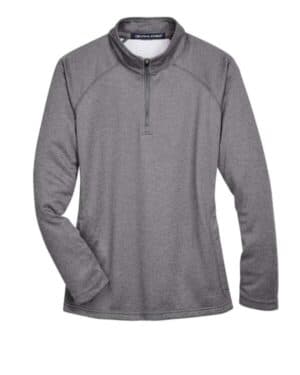 DARK GREY HEATHER DG440W women's stretch tech-shell compass quarter-zip pullover