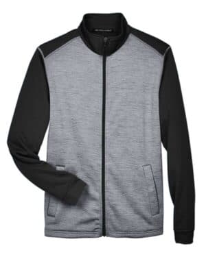 BLACK HEATHER/ DARK GREY HEATHER DG796 men's newbury colorblock mlange fleece full-zip jacket