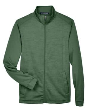 FOREST/ FOREST HEATHER DG796 men's newbury colorblock mlange fleece full-zip jacket