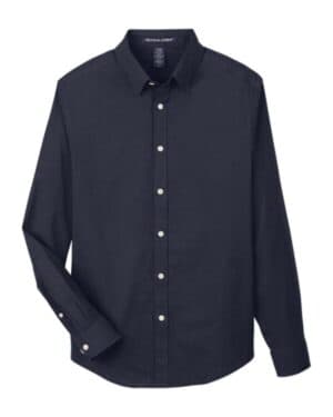 NAVY MELANGE DG505 men's crownlux performance spencer poplin dress shirt