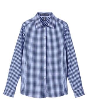 NAVY/ WHITE DG536W women's crownlux performance gingham dress shirt