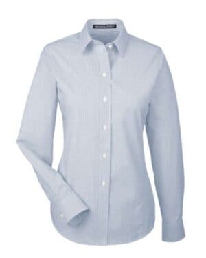 NAVY/ WHITE DG534W women's crown collection striped woven dress shirt