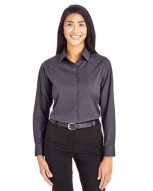 DG535W women's crownlux performancetonal mini check woven dress shirt