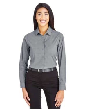 GRAPHITE DG535W women's crownlux performancetonal mini check woven dress shirt