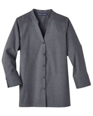 BLACK DG562W women's crown collection stretch pinpoint chambra three-quarter sleeve shirt