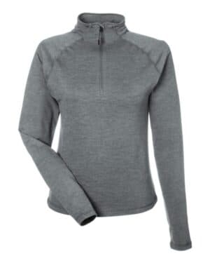 CARBON MARBLE PDP8023 women's marbled jersey fairway quarter-zip pullover