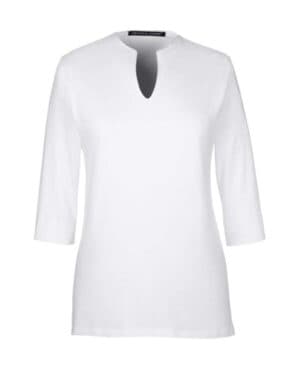 WHITE DP188W women's perfect fit tailored open neckline top