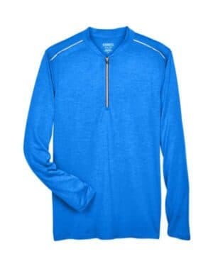 TRUE ROYAL HEATHER/ CARBON CE401T men's tall kinetic performance quarter-zip pullover