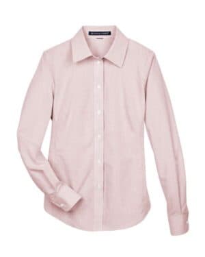 WHITE/ RUST/ STONE DG510W women's crown collection micro tattersall woven dress shirt