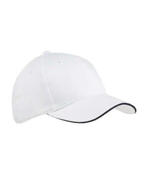 WHITE/ NAVY Big accessories BX004 brushed twill sandwich cap