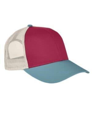 CHILI/ BLUEGRASS/ KHAKI Authentic pigment AP1919 tri-color trucker cap