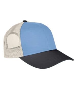 INDIGO/ BLACK/ KHAKI Authentic pigment AP1919 tri-color trucker cap