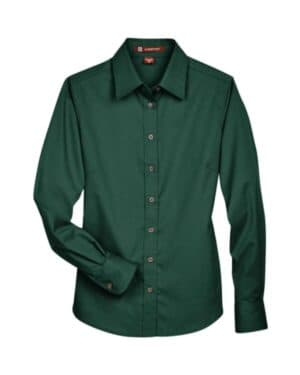 HUNTER M500W women's easy blend long sleeve twilldress shirt with stain-release