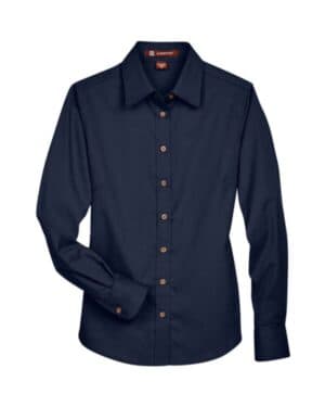 NAVY M500W women's easy blend long sleeve twilldress shirt with stain-release