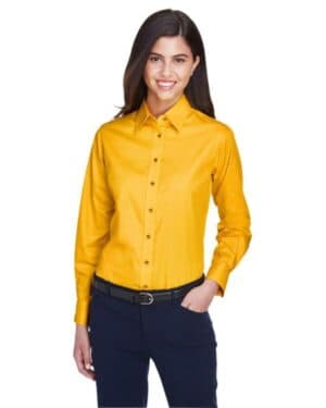 M500W women's easy blend long sleeve twilldress shirt with stain-release