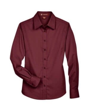 WINE M500W women's easy blend long sleeve twilldress shirt with stain-release