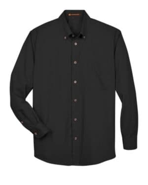 BLACK Harriton M500 men's easy blend long sleeve twillshirt