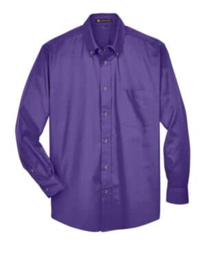 TEAM PURPLE Harriton M500 men's easy blend long sleeve twillshirt