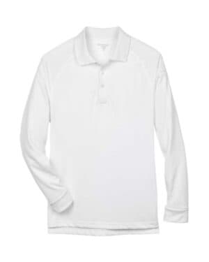 WHITE Harriton M211L men's advantage long sleeve tactical polo