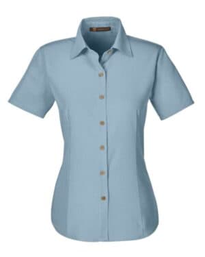 CLOUD BLUE Harriton M560W women's barbados textured campshirt