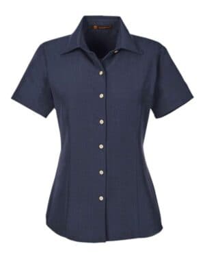 NAVY Harriton M560W women's barbados textured campshirt