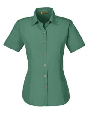 PALM GREEN Harriton M560W women's barbados textured campshirt