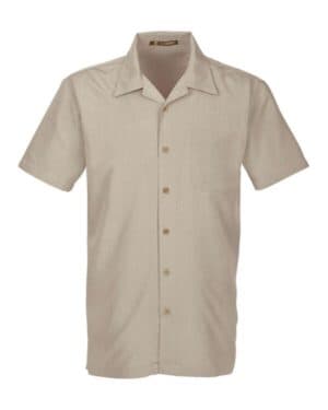 KHAKI Harriton M560 men's barbados textured campshirt