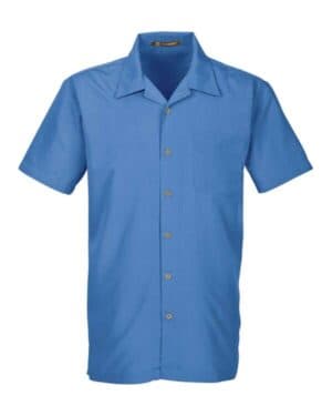 POOL BLUE Harriton M560 men's barbados textured campshirt