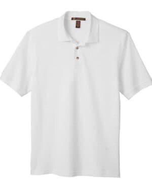 WHITE Harriton M200 men's pique polo