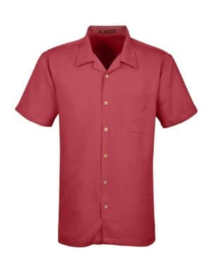 TILE RED Harriton M570 men's bahama cord camp shirt