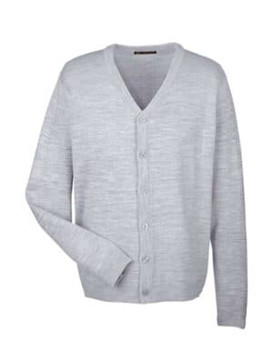 GREY HEATHER M425 men's pilbloc v-neck button cardigan sweater