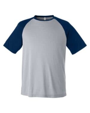 ATHLETIC HEATHER/ SPORT DARK NAVY Team 365 TT62 unisex zone colorblock raglan t-shirt