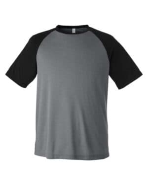 DARK GREY HEATHER/ BLACK Team 365 TT62 unisex zone colorblock raglan t-shirt