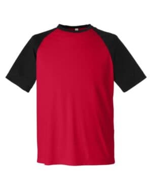 SPORT RED/ BLACK HEATHER Team 365 TT62 unisex zone colorblock raglan t-shirt