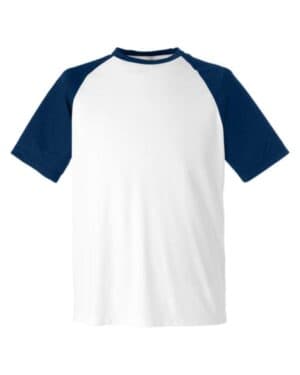 WHITE/ SPORT DARK NAVY HEATHER Team 365 TT62 unisex zone colorblock raglan t-shirt
