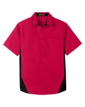 RED/ BLACK Harriton M586 men's flash il colorblock shirt