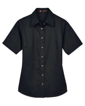 BLACK M500SW women's easy blend short sleeve twill dress shirt withstain-release